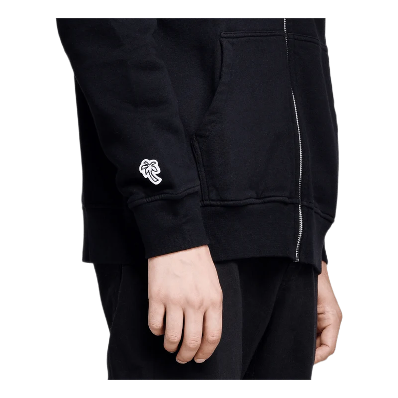 Felt Logo Zip Hoodie Black