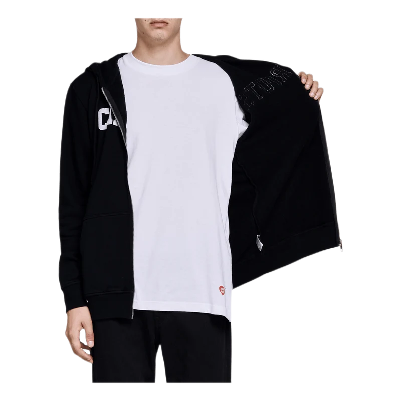 Felt Logo Zip Hoodie Black