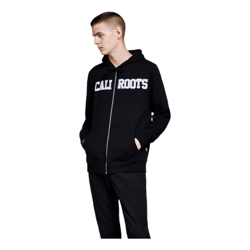 Felt Logo Zip Hoodie Black
