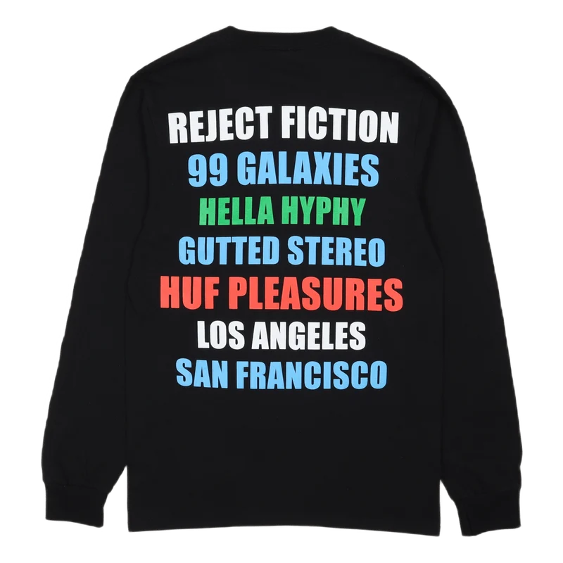 HUF X PLEASURES 12 GALAXIES L/S TEE BLACK