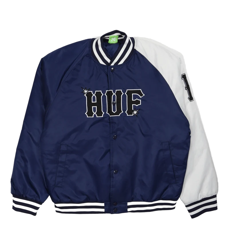 Huf Satin Baseball Jacket Navy