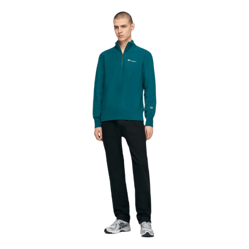 Small Script Half Zip Sweatshi Green
