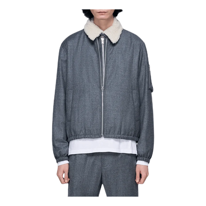 Padded Flannel Bomber Gray