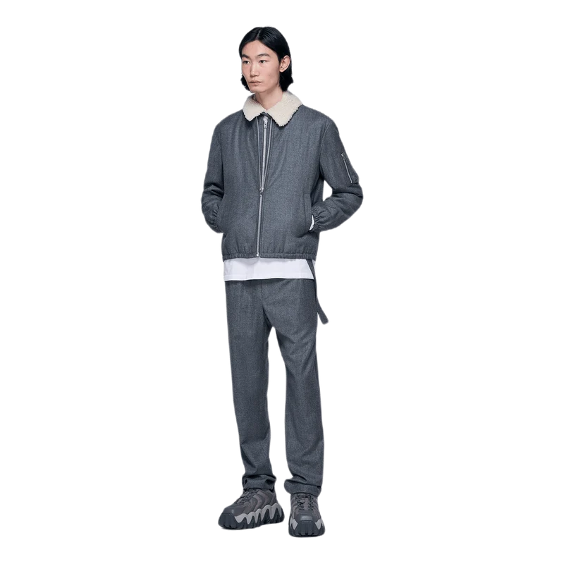 Padded Flannel Bomber Gray