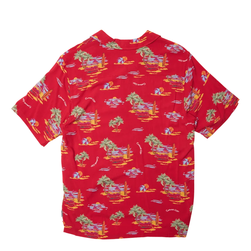 S/s Beach Shirt Beach Print, Etna Red /---
