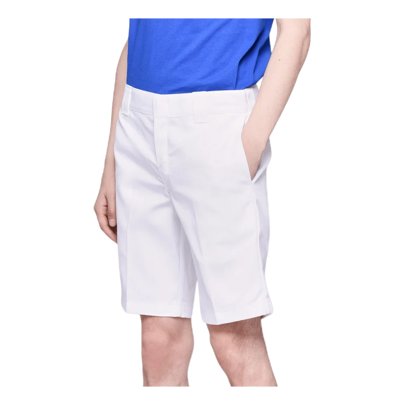 11´ Slim Straight Work Shorts White