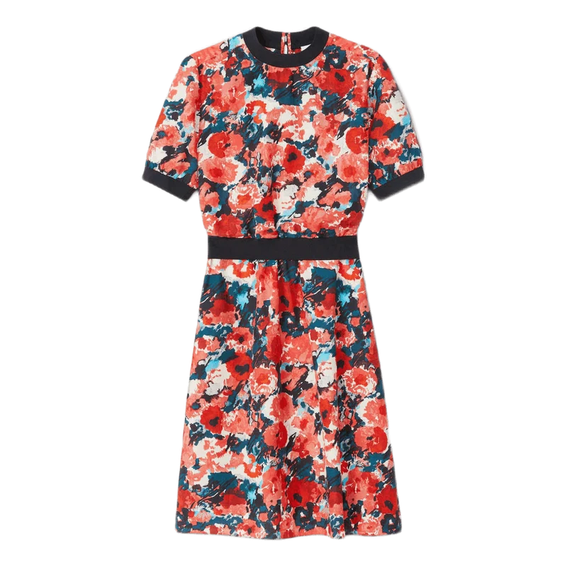 Fitted ´aquarelle´ Midi Dress Orange