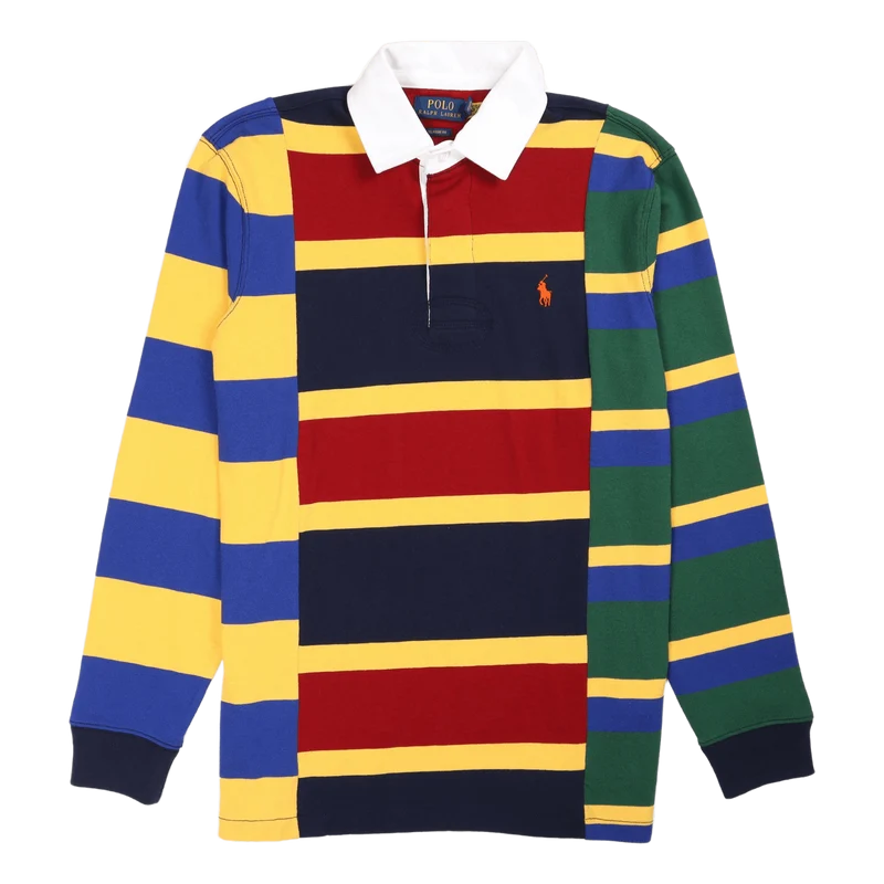 Classic Fit Striped Jersey Rugby Shirt Holiday Red Multi