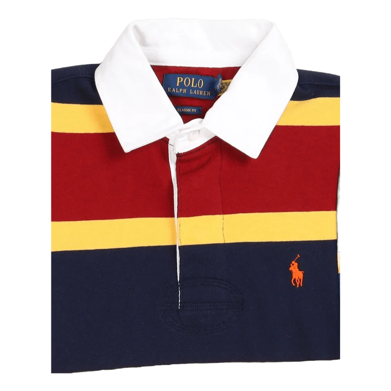 Classic Fit Striped Jersey Rugby Shirt Holiday Red Multi