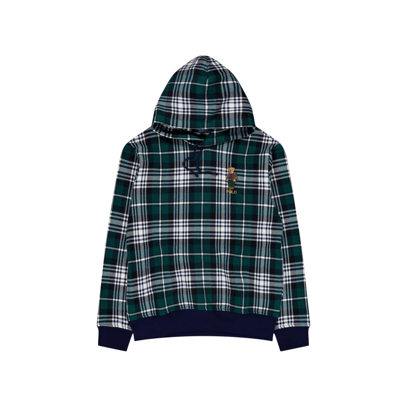 Polo Bear Plaid Fleece Hoodie Fa23 Tartan Hrtg Bear