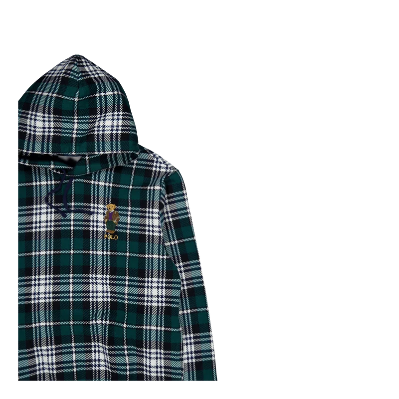 Polo Bear Plaid Fleece Hoodie Fa23 Tartan Hrtg Bear