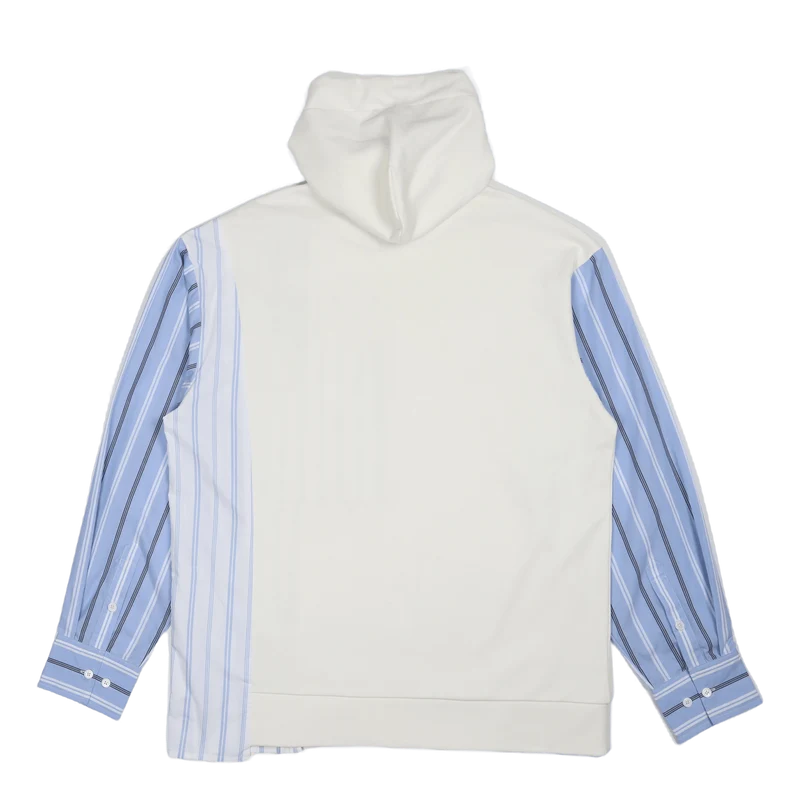 Jersey Shirting Panelled Hoodi White