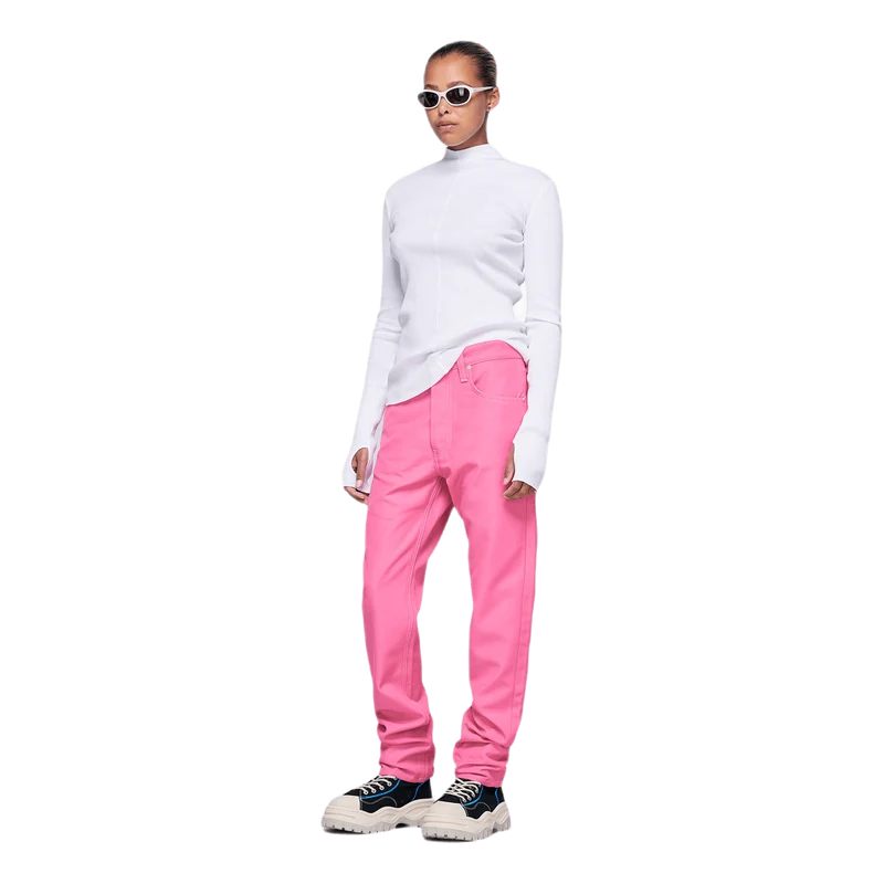 High Neck Rib Top White