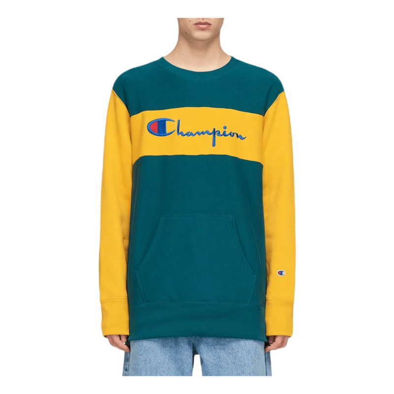Color Block Crewneck Sweatshir Green