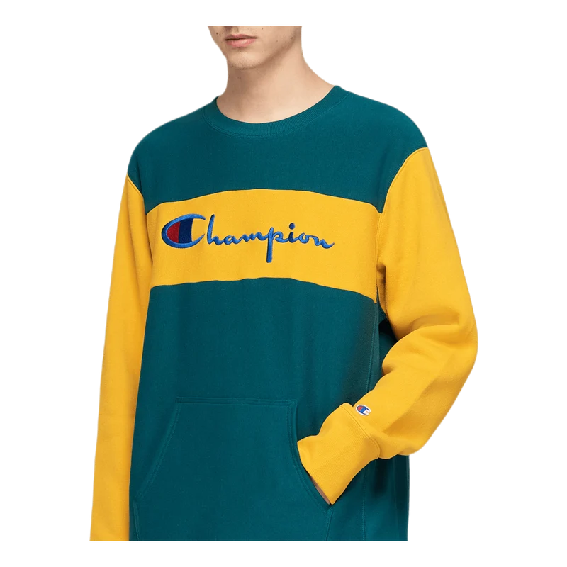 Color Block Crewneck Sweatshir Green