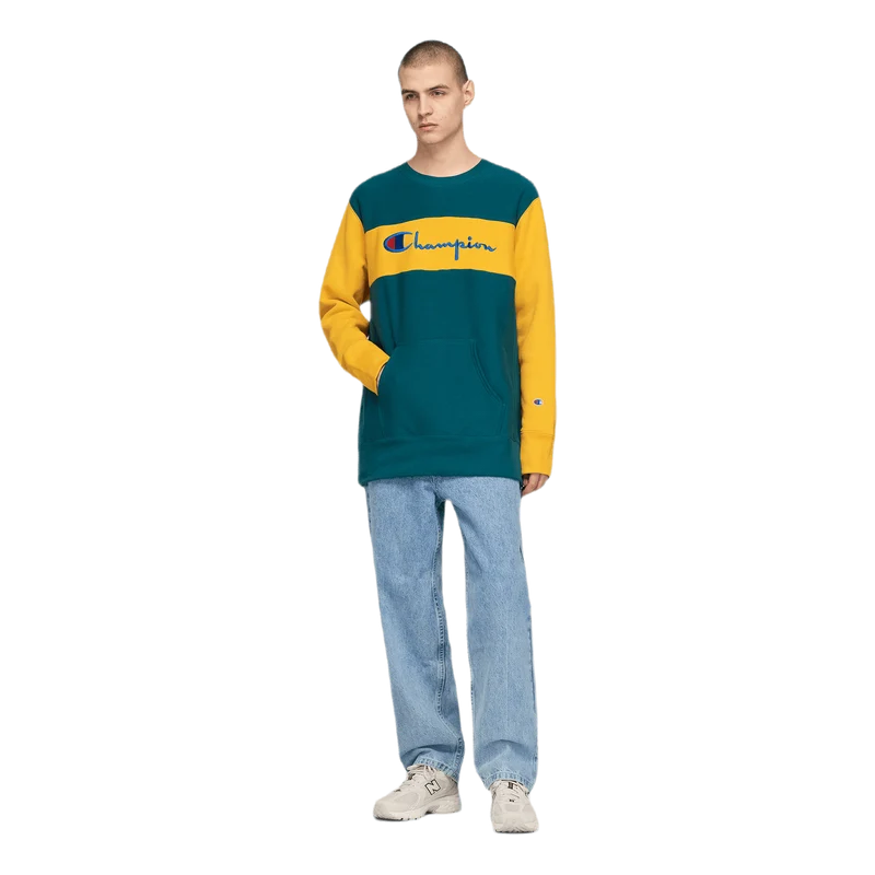 Color Block Crewneck Sweatshir Green