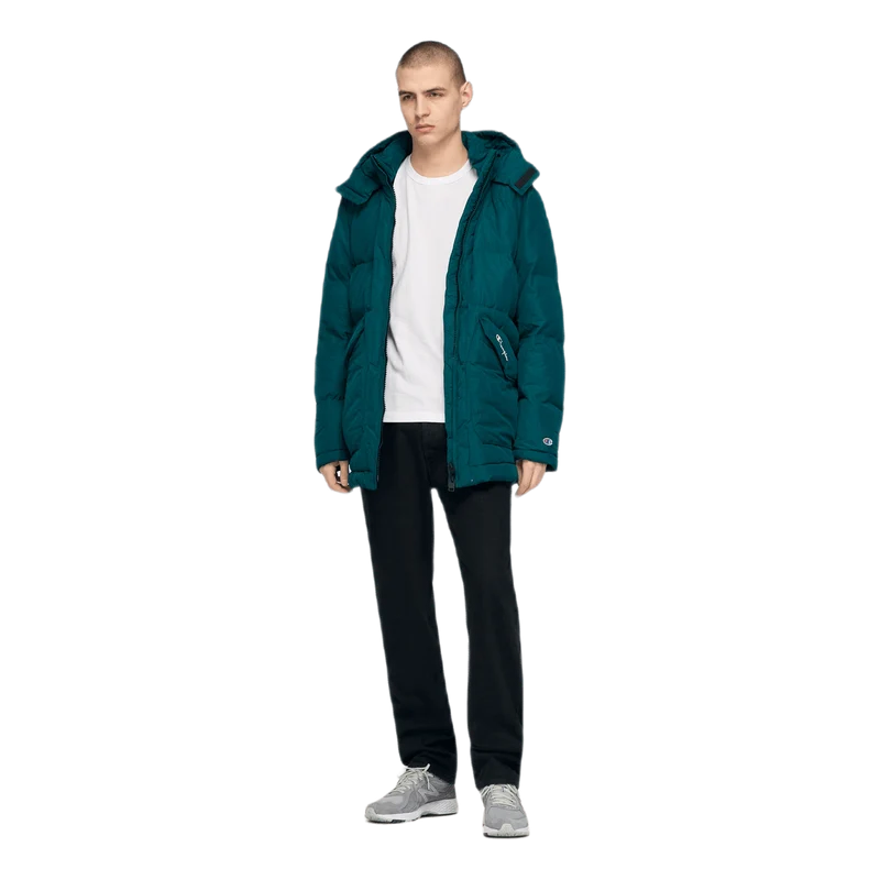 Long Hooded Puff Jacket Green