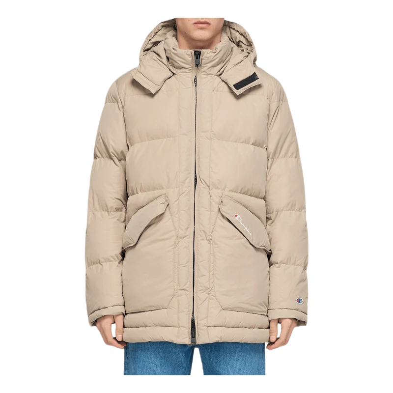 Long Hooded Puff Jacket Khaki