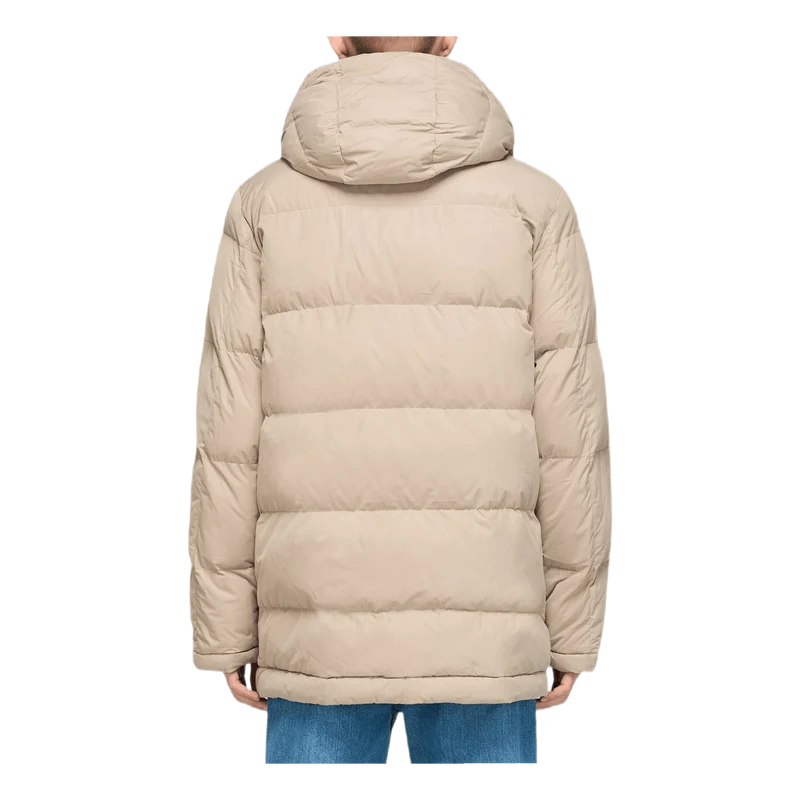 Long Hooded Puff Jacket Khaki