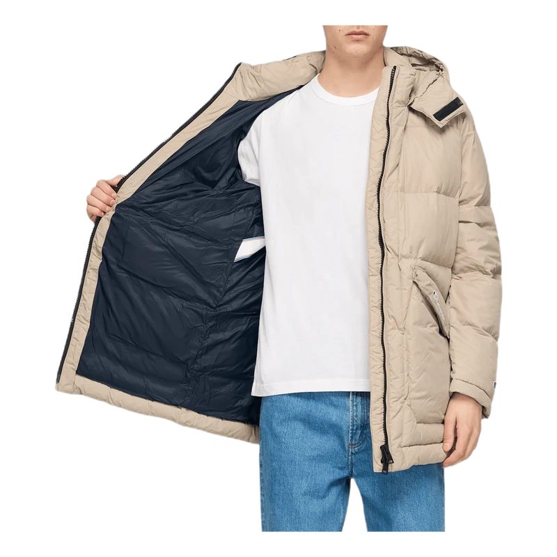 Long Hooded Puff Jacket Khaki