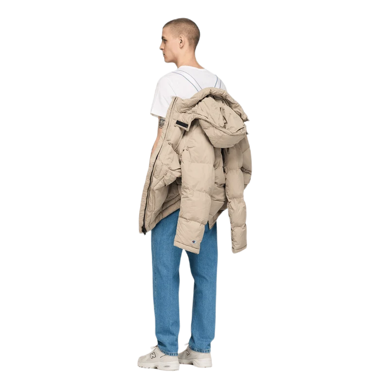 Long Hooded Puff Jacket Khaki