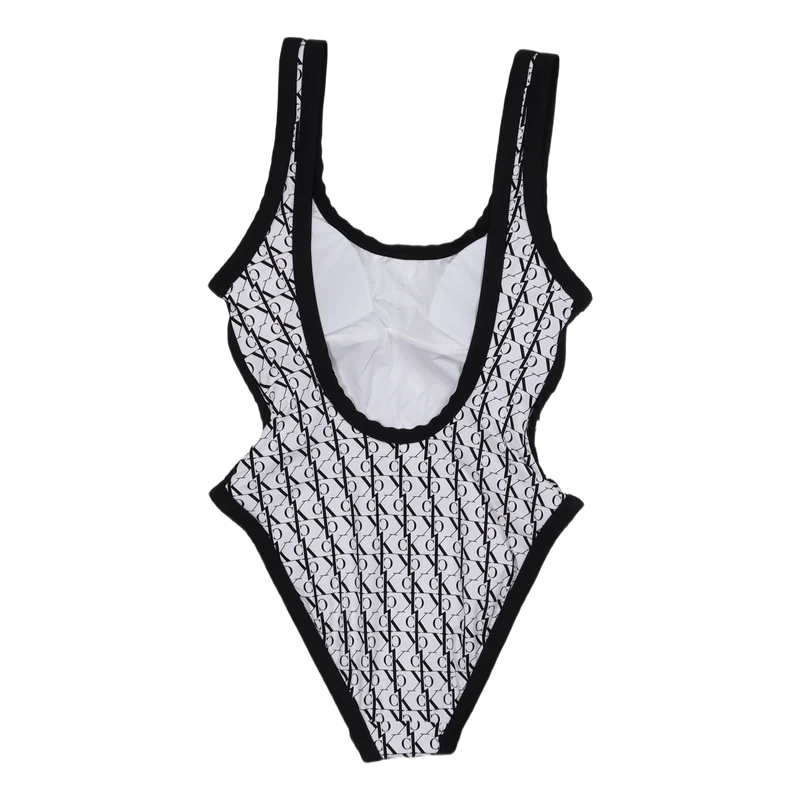 Scoop Back One Piece-rp Monogram White