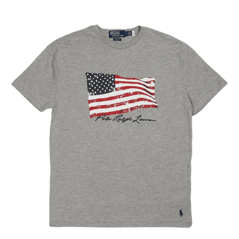 Classic Fit American Flag T-Shirt Andover Heather