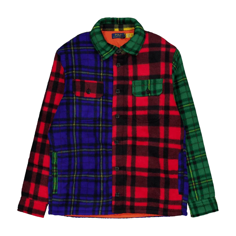 Plaid Brushed Fleece Shirt Jacket Martin Red Multi Holiday Plaid