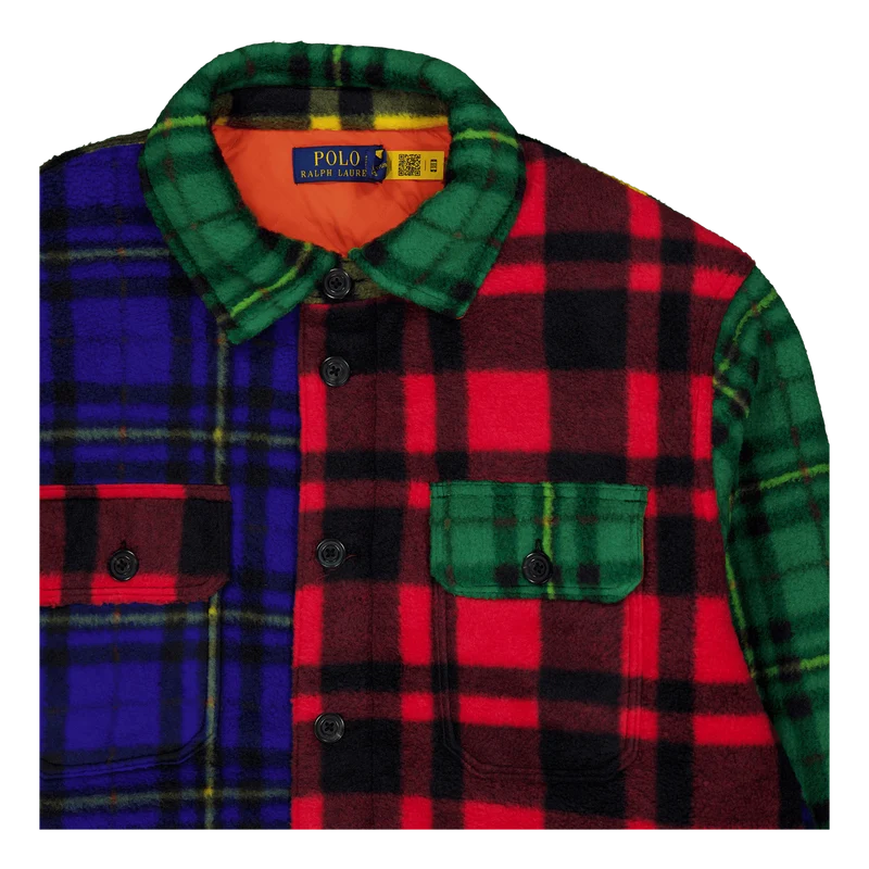 Plaid Brushed Fleece Shirt Jacket Martin Red Multi Holiday Plaid