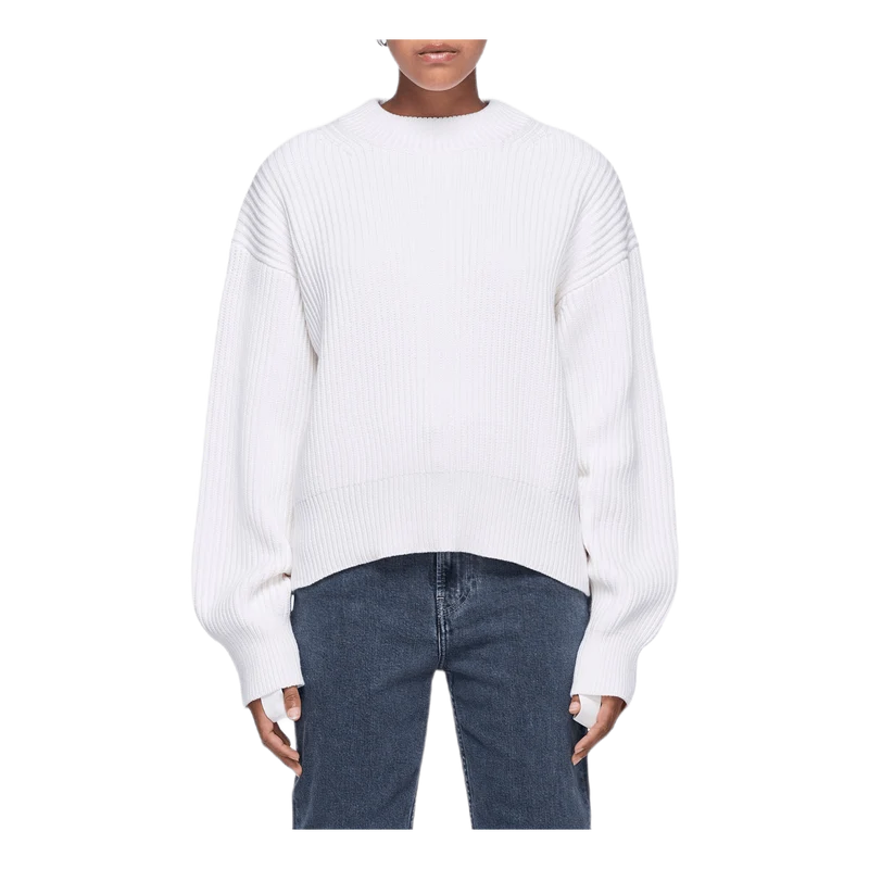 Wool Cotton Crewneck White