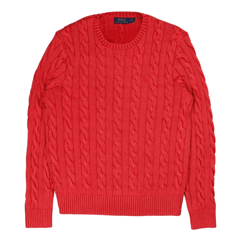 Garment-Dyed Cable-Knit Cotton Sweater Red Gmd