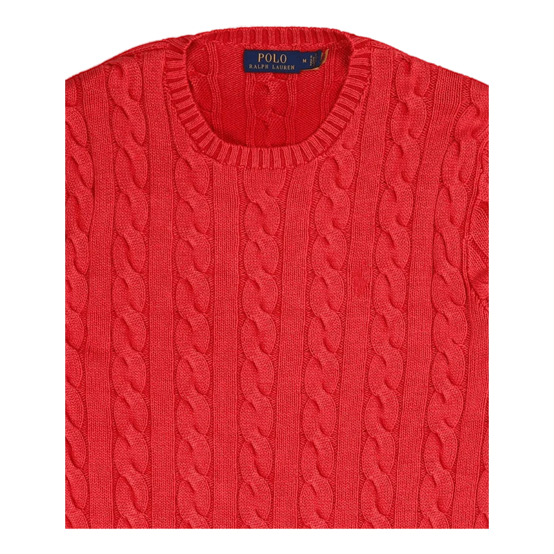 Garment-Dyed Cable-Knit Cotton Sweater Red Gmd
