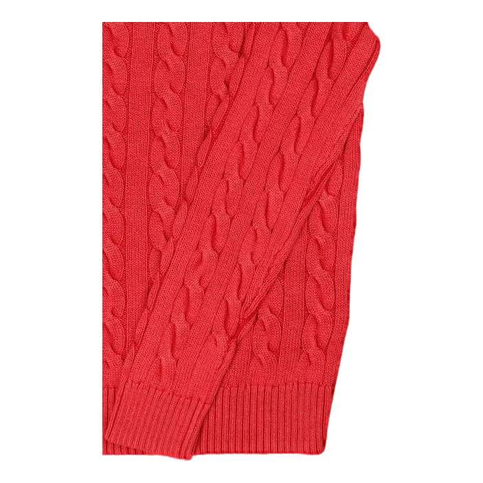 Garment-Dyed Cable-Knit Cotton Sweater Red Gmd