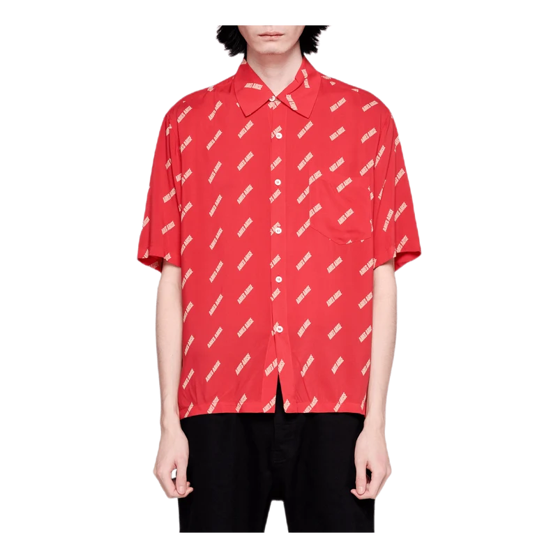 Logo Print Bowling Shirt Red