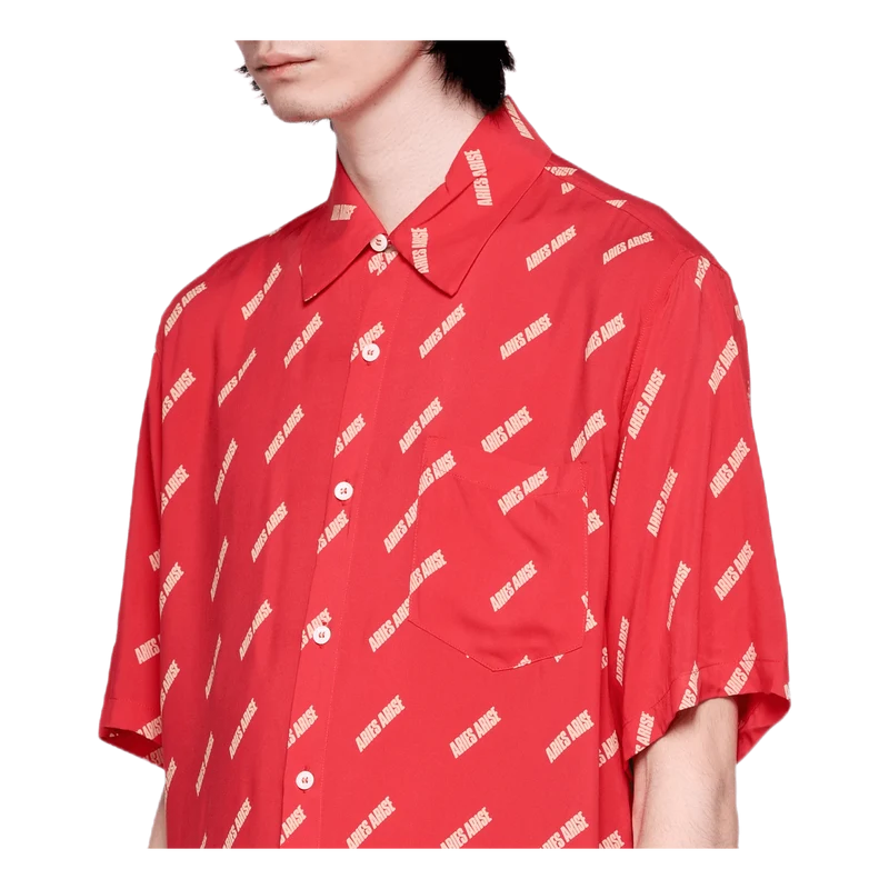 Logo Print Bowling Shirt Red
