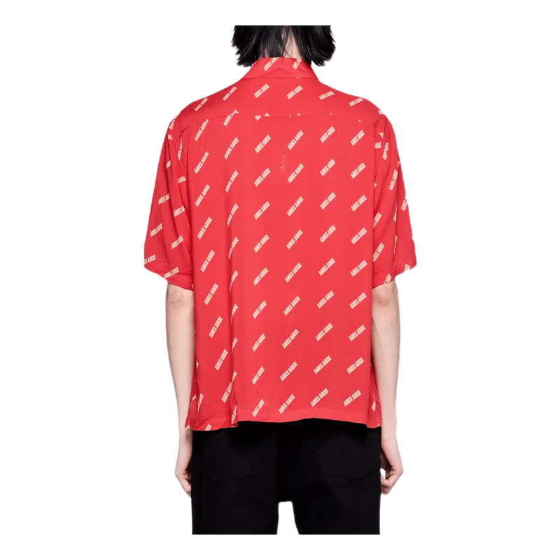 Logo Print Bowling Shirt Red