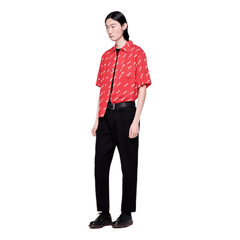 Logo Print Bowling Shirt Red