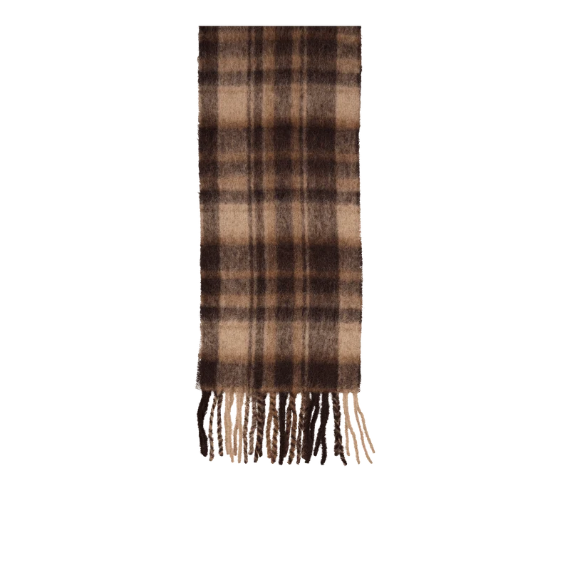 Airy Wool Scarf Brown Check