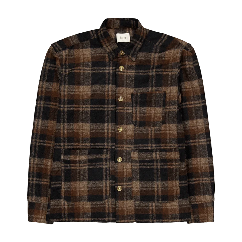 Ivy Wool Overshirt Brown Check