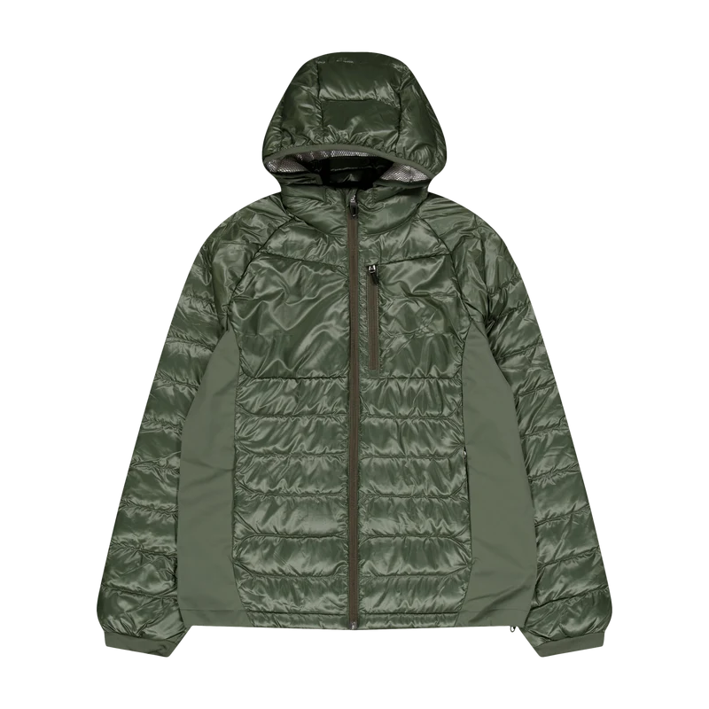 Water-Repellent Hybrid Down Jacket Fossil Green