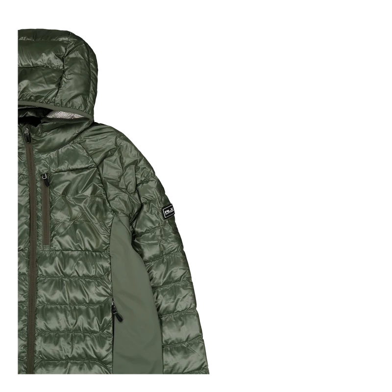Water-Repellent Hybrid Down Jacket Fossil Green