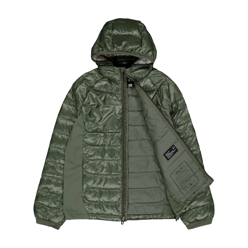 Water-Repellent Hybrid Down Jacket Fossil Green