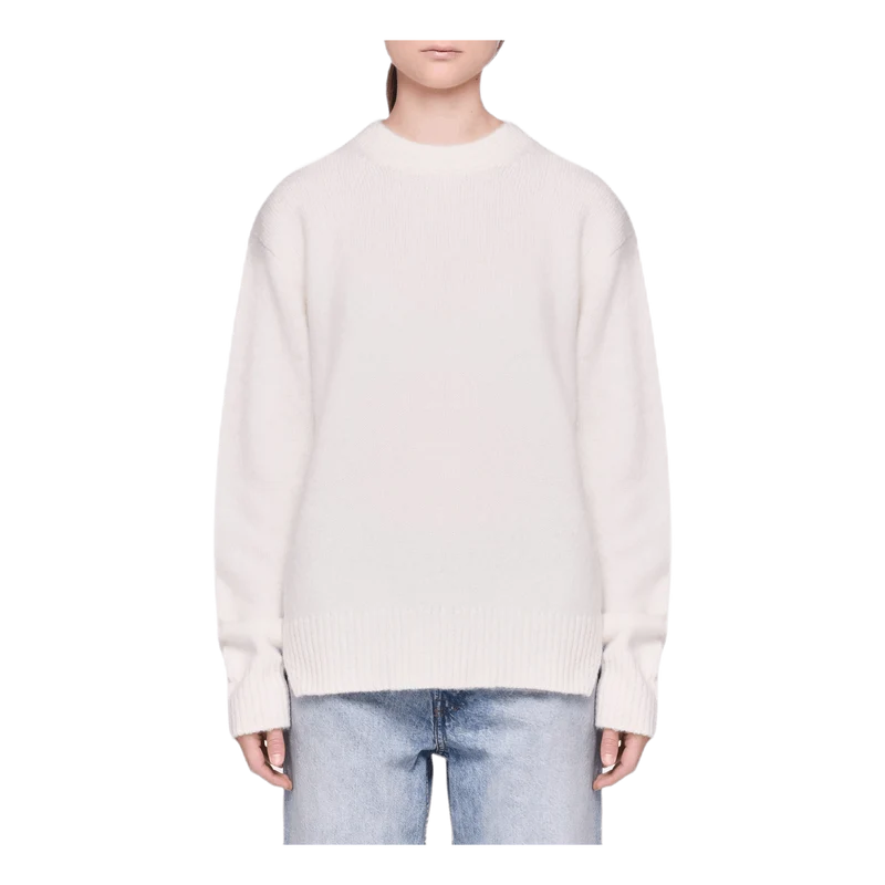 Brushed Alpaca Open Sweater White
