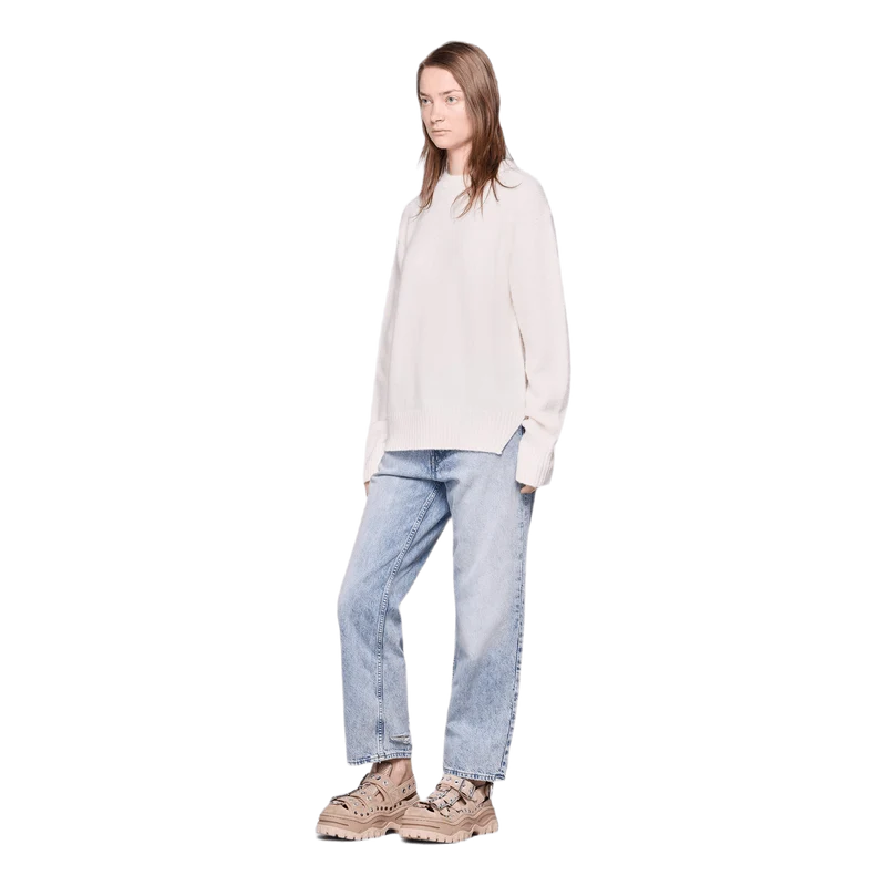 Brushed Alpaca Open Sweater White