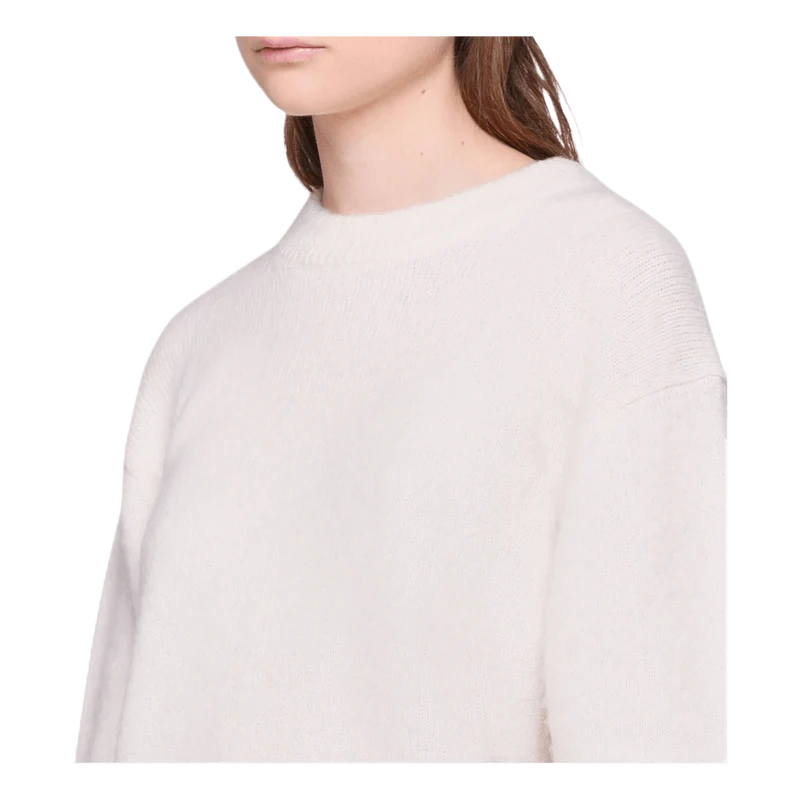 Brushed Alpaca Open Sweater White
