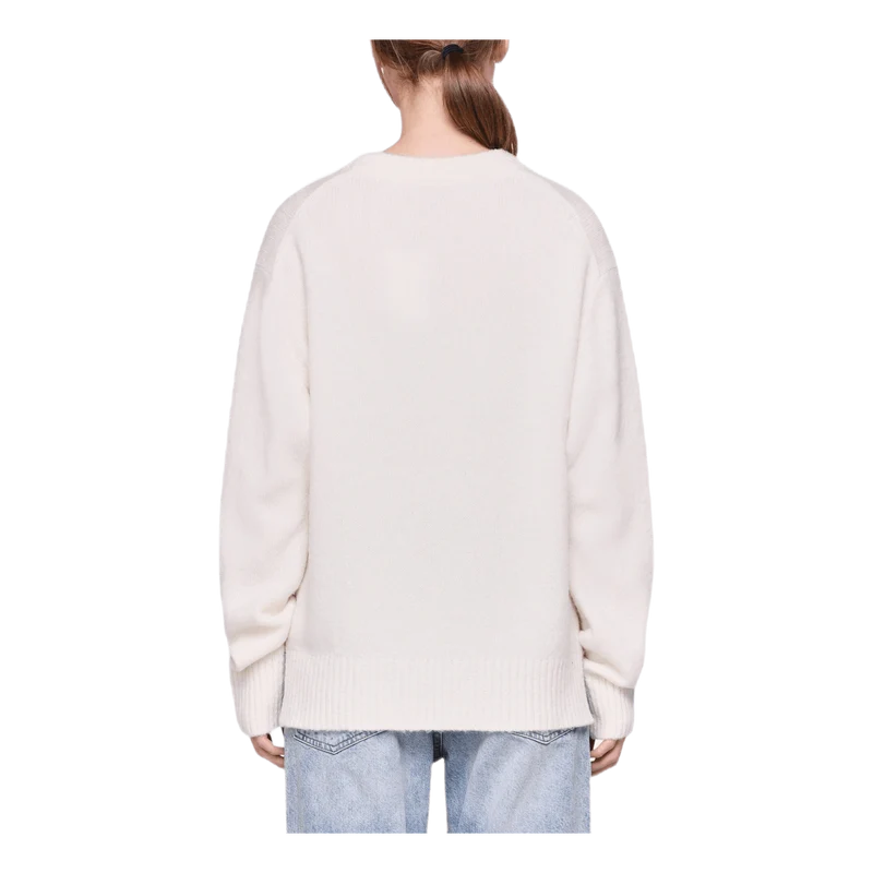 Brushed Alpaca Open Sweater White