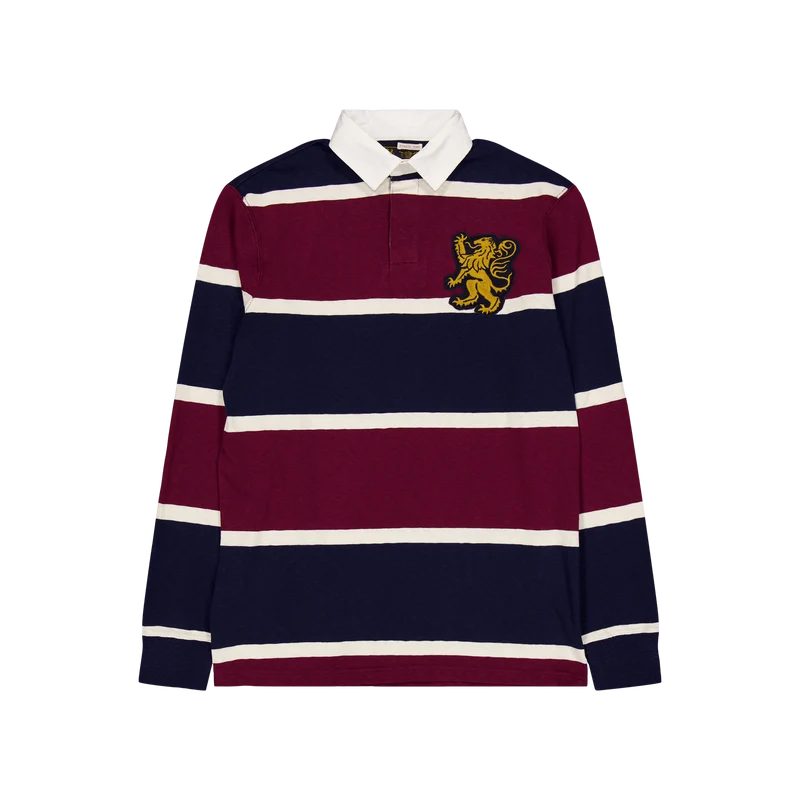 Classic Fit Striped Jersey Rugby Shirt Classic Wine Multi