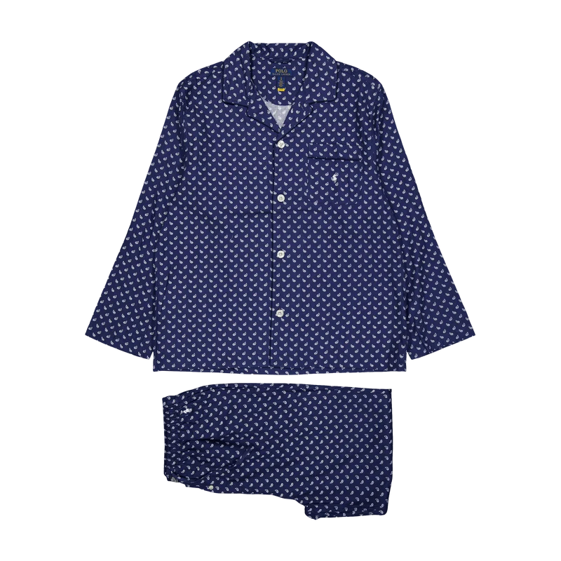Plaid Flannel Pajama Set Navy Plaid