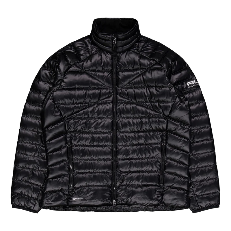 Water-Repellent Packable Down Jacket Polo Black
