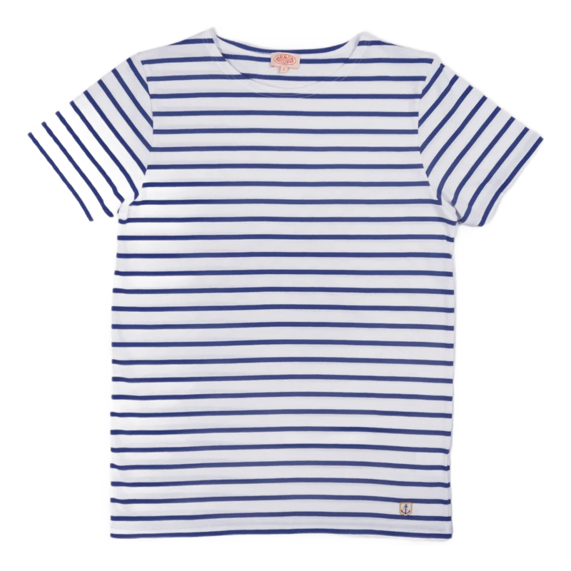 Striped Breton Shirt "hoëdic" White/ Royal Blue